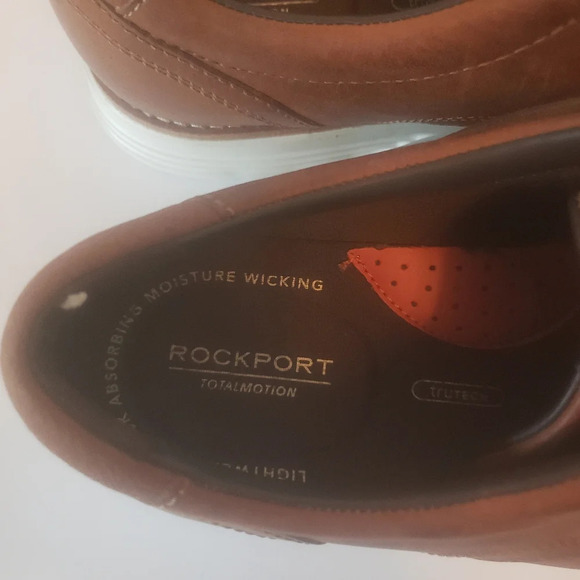 Rockport Brown Upper Leather Mens Cognac Plain Toe Shoes US 8.5. - Picture 8 of 10